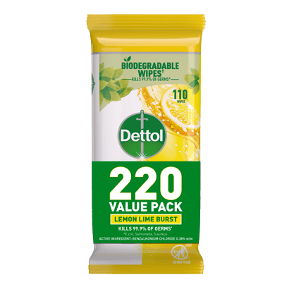 Dettol Multipurpose Cleaning Wipes Lemon Burst 220s