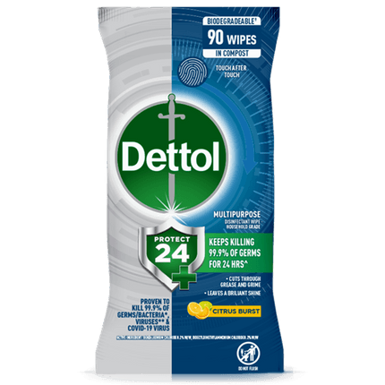 Dettol Protect 24 Multipurpose Wipes Citrus Burst