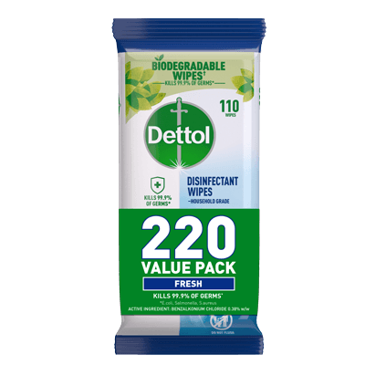 Dettol Antibacterial Disinfectant Wipes Fresh 220s